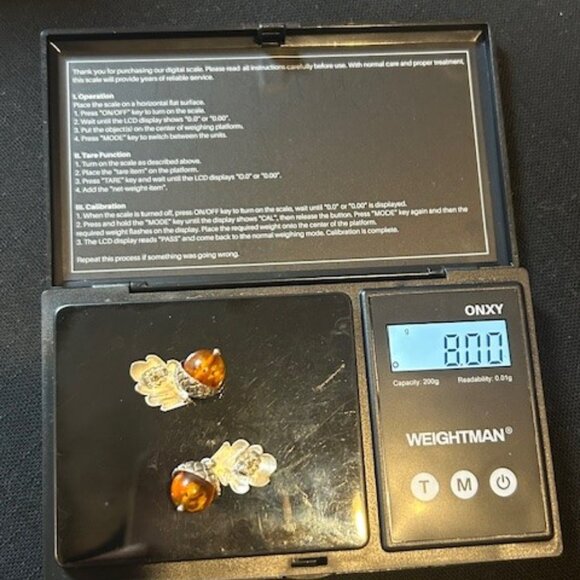 MFA Museum of Fine Arts 925 Silver Leaf Amber Acorn EARRINGS - Picture 8 of 8